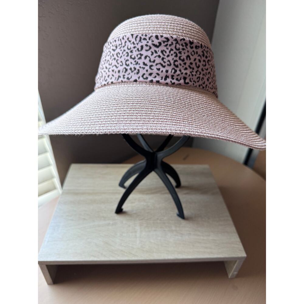 Magid Hats Pink Wide Brim Sun Hat with Animal Print Scarf, 4" Brim - Picture 7 of 8